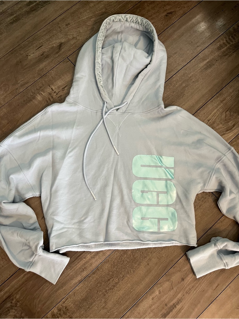 UGG Cropped withMint Green Logo Hoodie - Women